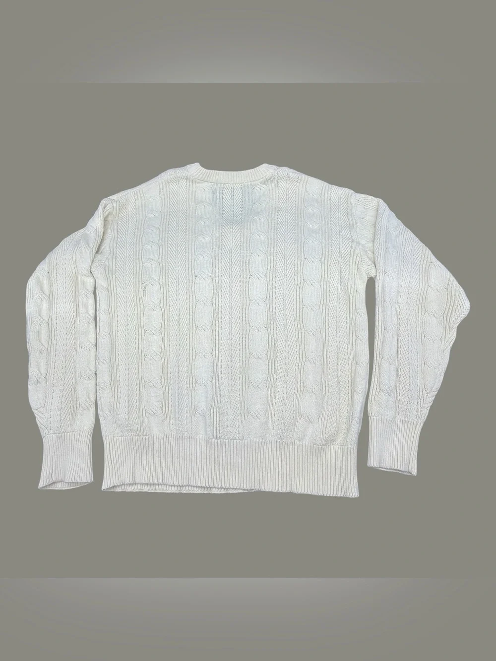 Brooks Brothers Vintage Cream V-Neck Cable Knit Sweater